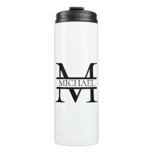 Personalized Elegant Monogram and Name White Thermal Tumbler