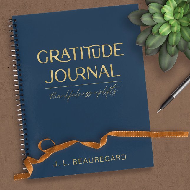 Personalized Elegant Navy Blue Gratitude Notebook (Creator Uploaded)