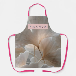 Personalized Elegant Neutral Ginkgo Leaves Apron