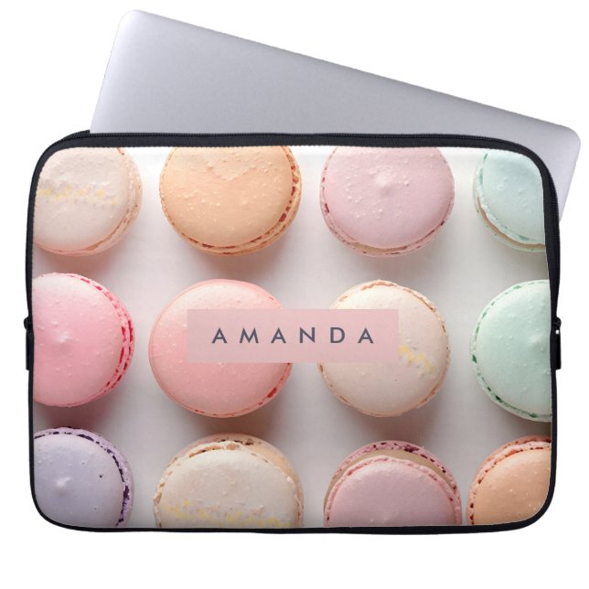 Personalized Elegant Pastel Macaron  Laptop Sleeve (Front)