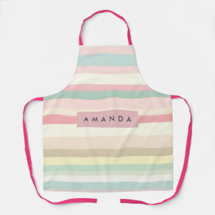 Personalized Elegant Pastel Macaron Stripe Apron