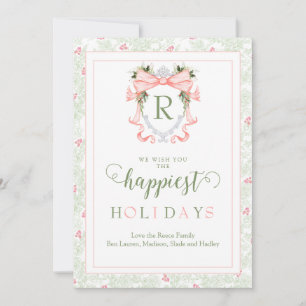 Personalized elegant Pastel Monogram Holiday Card