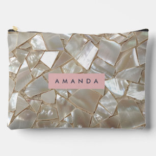 Personalized Elegant Pastel of Pearl Mosaic Accessory Pouch
