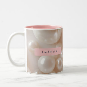 Personalized Elegant Pearl Soft White Luxury Two-Tone Coffee Mug