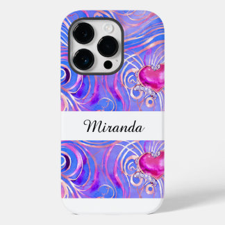 Personalized Elegant Pink Heart iPhone 14 Pro Case