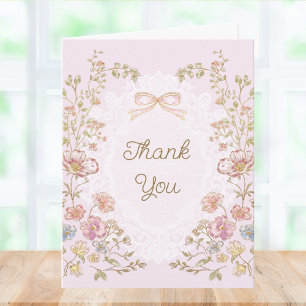 Personalized Elegant Pretty Vintage Flowers Floral Thank You Card