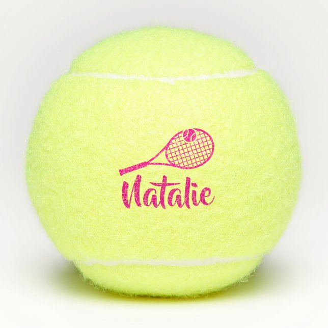Personalized Elegant Script Name  Tennis Balls (Front)