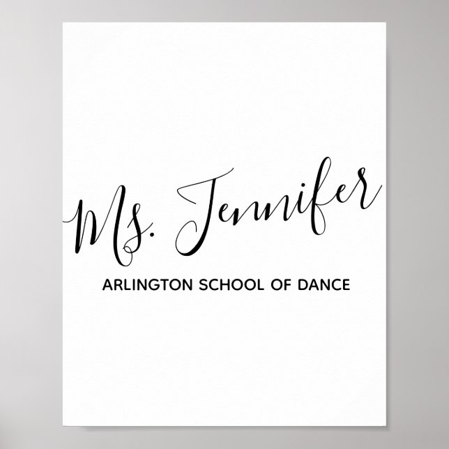 Personalized Elegant Scripted Dance Teacher Poster (Front)