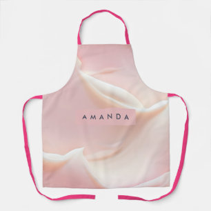 Personalized Elegant Soft Blush Satin Abstract Apron
