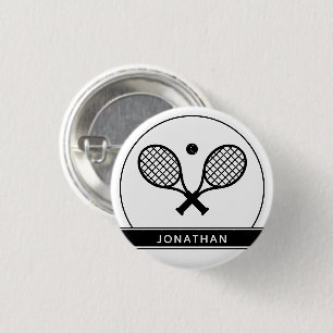 Personalized Elegant Tennis Racket and Ball Cute 3 Cm Round Badge