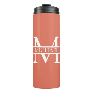 Personalized Elegant Terracotta Monogram and Name Thermal Tumbler
