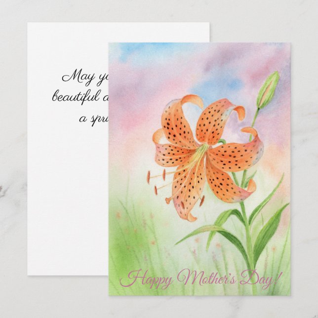Personalized Elegant Tiger Lily Announcement (Front/Back)