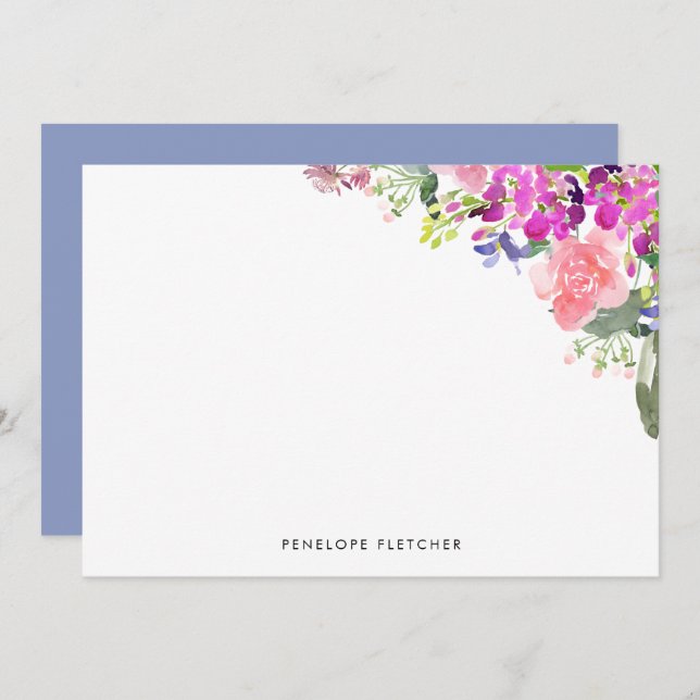 Personalized Elegant Watercolor Floral  Card (Front/Back)