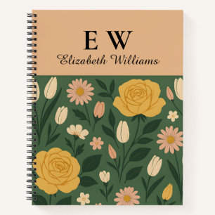 Personalized Elegant Yellow Rose Floral Notebook 