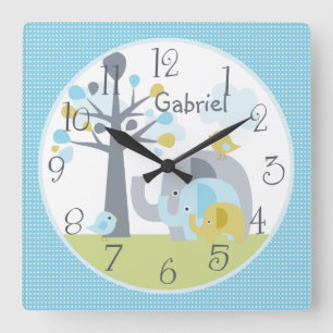 Personalized Elephant Love Elephant Nursery Clock