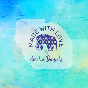 Personalized Elephant Made With Love  Self-inking Stamp