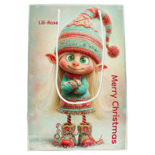 Personalized Elf Gift Tags North Pole Christmas Medium Gift Bag