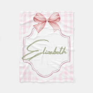 Personalized Elizabeth Baby Girl Nursery Gingham  Fleece Blanket