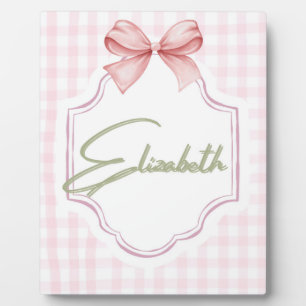 Personalized Elizabeth Baby Girl Nursery Gingham  Plaque