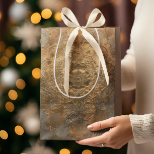 Personalized Embossed Mandala Elegant Boho Gift Medium Gift Bag