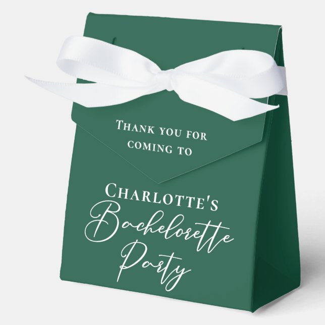 Personalized Emerald Green Bachelorette Party Favour Box (Front)