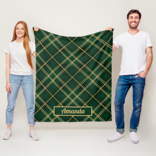 Personalized Emerald Luxe Tartan Christmas Blanket