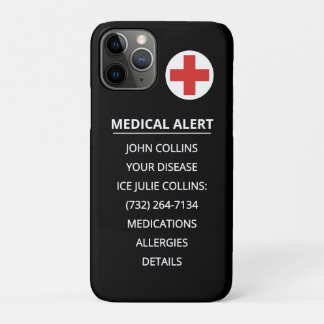 Personalized Emergency Medical Alert ID Phone Tag iPhone 11 Pro Case