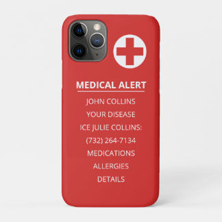 Personalized Emergency Medical Alert ID Phone Tag iPhone 11 Pro Case