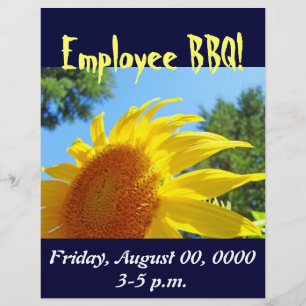 Personalized Employee BBQ flyers Summer Sunflowers