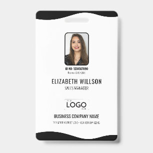 Personalized Employee Photo, Bar Code, Logo, Name  ID Badge