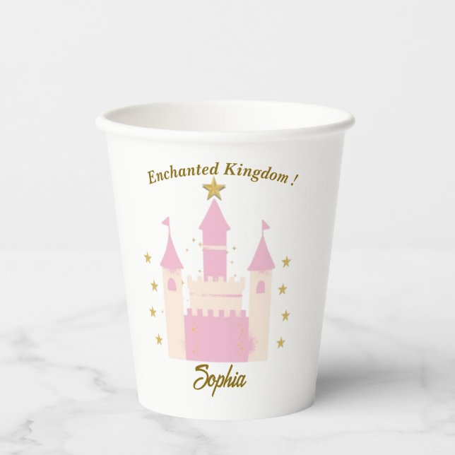 Personalized Enchanted Castle Glass | "Princess Pa Paper Cups (Front)
