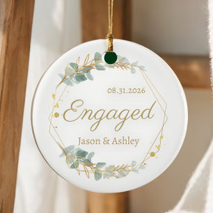 Personalized Engagement Gift Keepsake Ceramic Tree Decoration