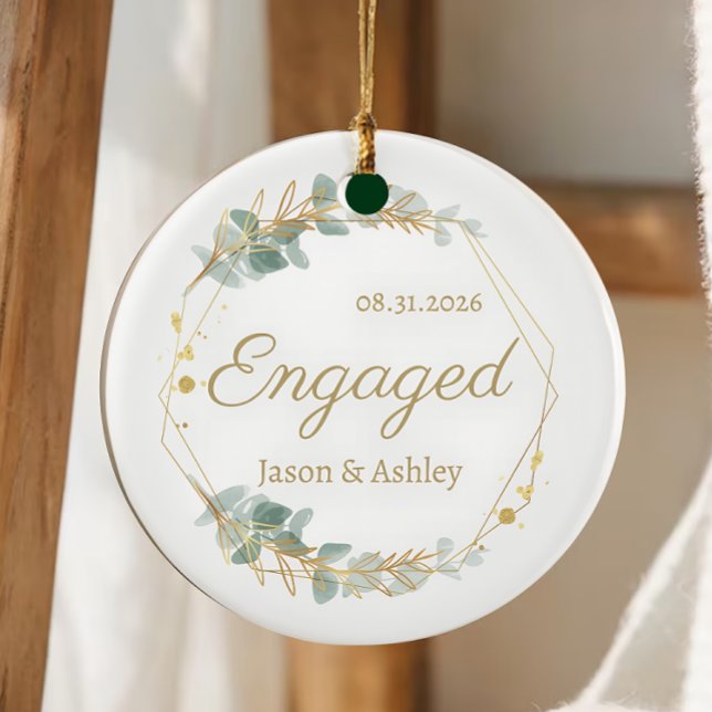 Personalized Engagement Gift Keepsake Ceramic Tree Decoration (Creator Uploaded)