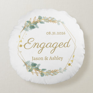 Personalized Engagement Gift Keepsake Round Cushion