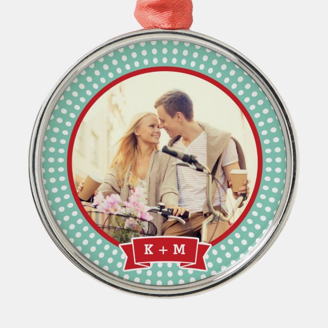 Personalized Engagement Photo Monogram Ornament (Front)