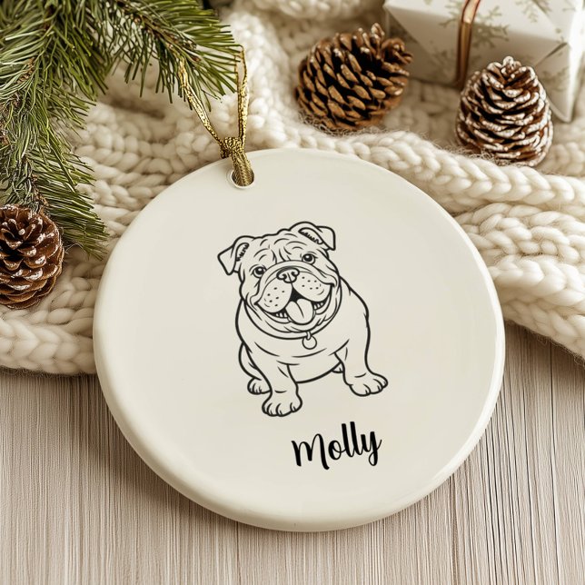 Personalized English Bulldog Dog Christmas Ceramic Tree Decoration (Creator Uploaded)