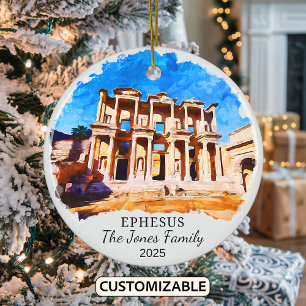 Personalized Ephesus Ornament, Turkey Ceramic Tree Decoration