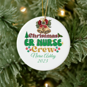 Personalized ER nurse crew Christmas Ceramic Tree Decoration