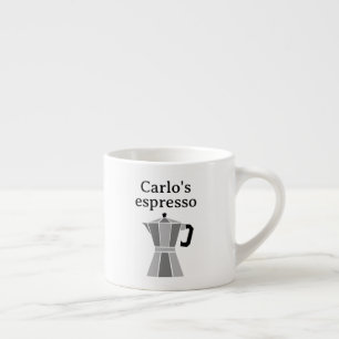 Personalized espresso cup with moka pot design