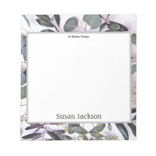 Personalized Eucalyptus Sage and Gray Notepad