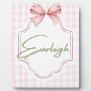Personalized Everleigh Baby Girl Nursery Gingham Plaque