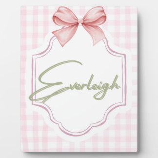 Personalized Everleigh Baby Girl Nursery Gingham Plaque