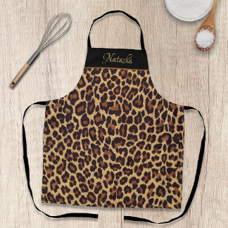 Personalized Exotic Faux Leopard Fur Print Apron