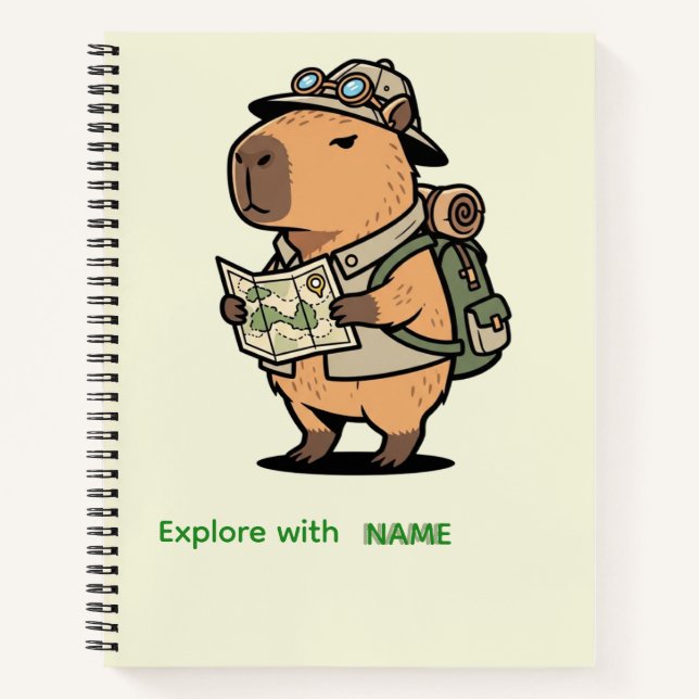 Personalized Explorer Capybara Notebook (Front)