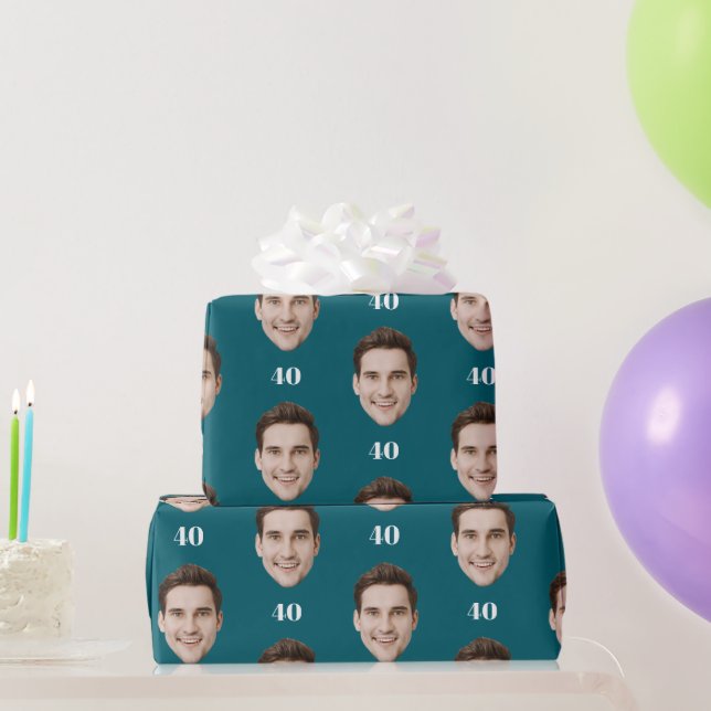 Personalized Face 10th 20th 30th 40 Birthday Party Wrapping Paper (Party Gifts)