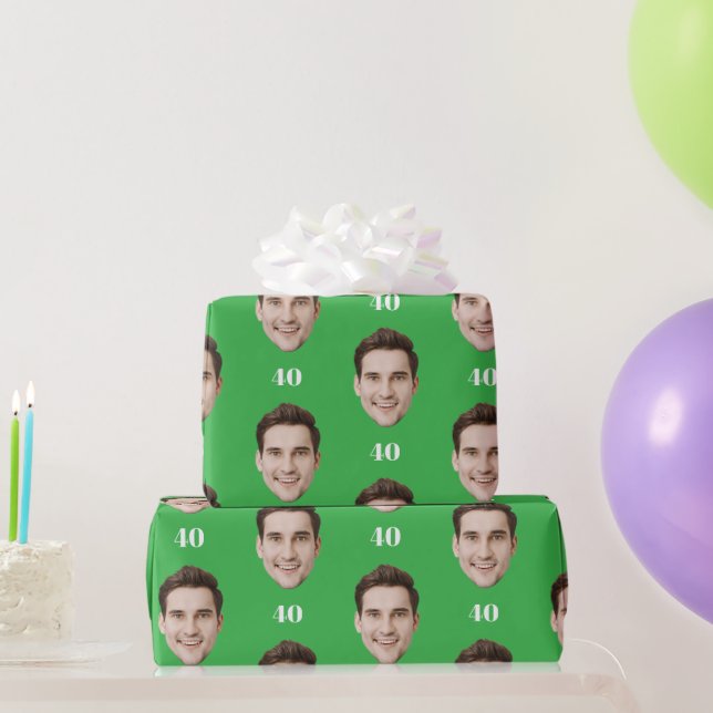 Personalized Face 10th 20th 30th 40 Birthday Party Wrapping Paper (Party Gifts)