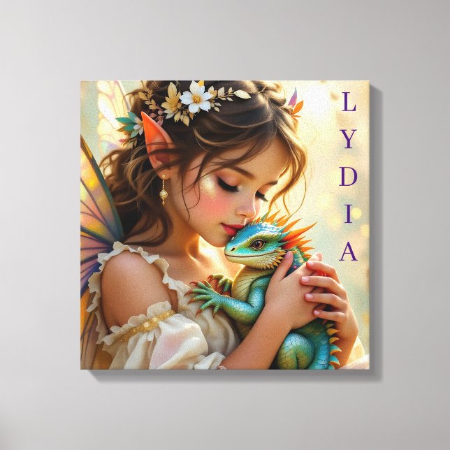Personalized Fairy and Dragon Mystical  Canvas Print (Front)