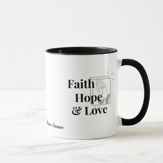 Personalized Faith Hope Love God Bless You Mug Cup (Right)