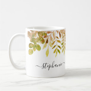 Personalized Fall Autumn Eucalyptus Greenery Coffee Mug
