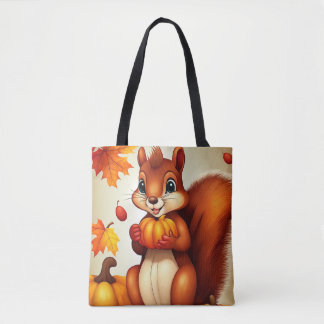 Personalized Fall Squirrel Tote Bag